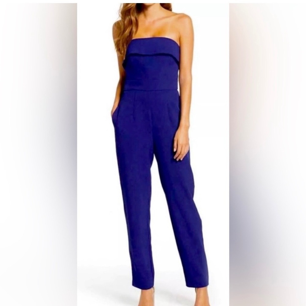 NWT Vince Camuto Jumpsuit Royal Blue Sz 2 Removable Spaghetti Straps Inseam 31